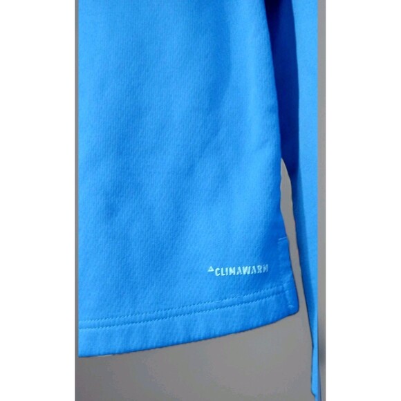 Adidas Cropped Hoodie S Blue Vertical Logo Athleisure Training Pullover EUC - Picture 4 of 8